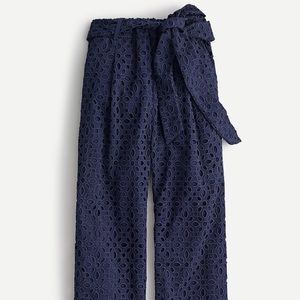 JCrew Navy Tie Waist Eyelet pants